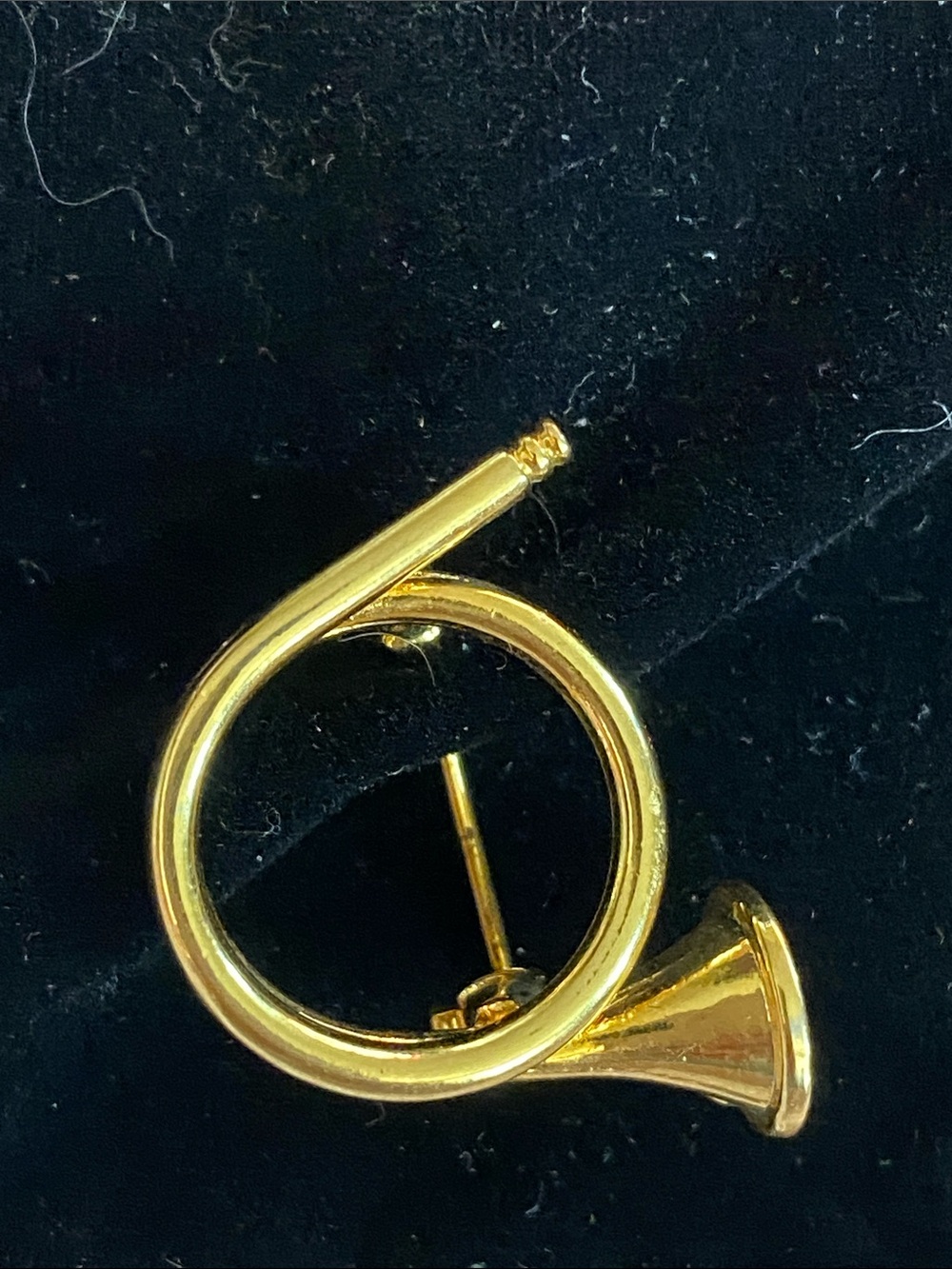 Gold-Tone French Horn Pin Brooch - Women's Jewelry
